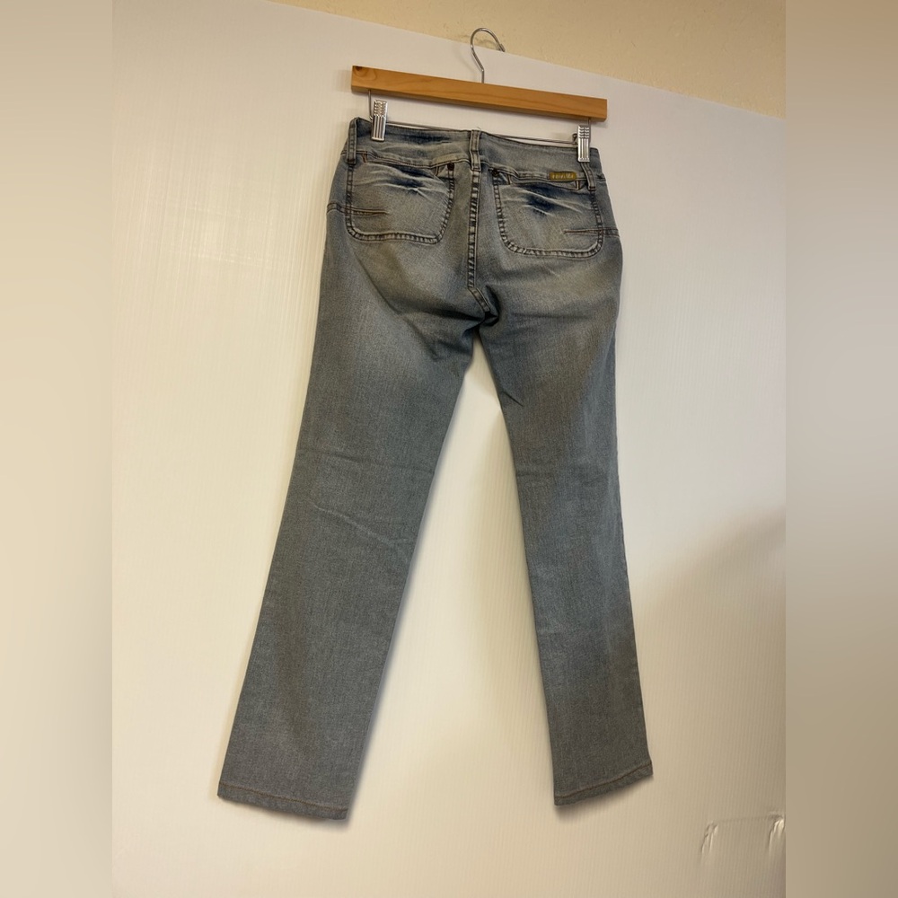 Y2K Vanilla Low Rise Flare Jeans Size 3 – Light Wash Double Button - Picture 4 of 4